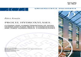 Prolyl Hydroxylases, Cloning and Characterization of Novel Human