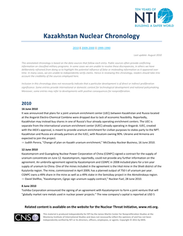 Kazakhstan Nuclear Chronology