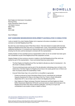 East Hagbourne Submission Consultation Planning Policy South Oxfordshire District Council 135 Eastern Avenue Milton Park Milton OX14 4SB