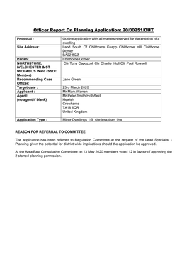 Officer Report on Planning Application: 20/00251/OUT