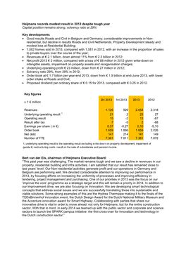 Heijmans Records Modest Result in 2013 Despite Tough Year Capital Position Remains Strong, Solvency Ratio at 29%