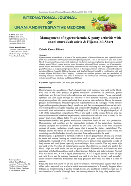 Management of Hyperuricemia & Gouty Arthritis with Unani Murakkab