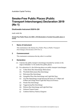 Public Transport Interchanges) Declaration 2019 (No 1