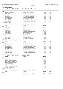 Results Girls 100 Meter Minor 1 Nikolka Stevankova Laurel Hill SS