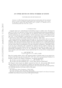 Arxiv:1512.03592V1 [Math.GT] 11 Dec 2015 Httease O H Rtqeto Sngtv O H Knot the for Negative Is [5]