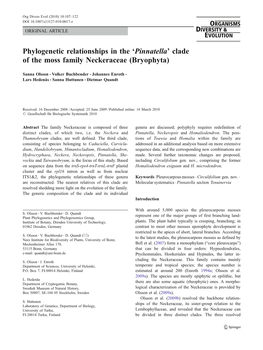 'Pinnatella' Clade of the Moss Family Neckeraceae (Bryophyta)
