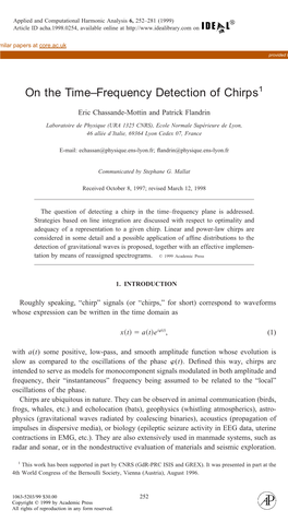 On the Time-Frequency Detection of Chirps