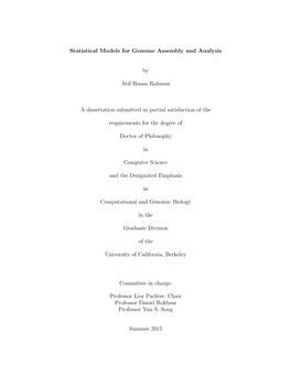 Statistical Models for Genome Assembly and Analysis by Atif