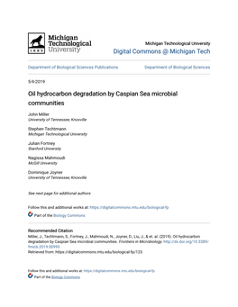 Oil Hydrocarbon Degradation by Caspian Sea Microbial Communities