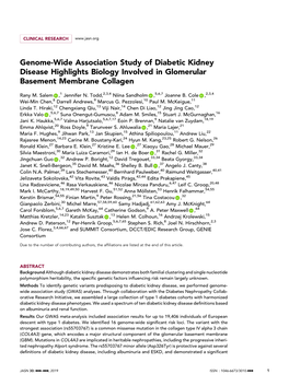 Genome-Wide Association Study of Diabetic Kidney Disease Highlights Biology Involved in Glomerular Basement Membrane Collagen