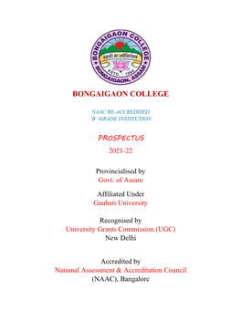 Bongaigaon College Prospectus 2021-22.Pdf