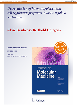 Dysregulation of Haematopoietic Stem Cell Regulatory Programs in Acute Myeloid Leukaemia