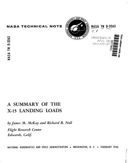 A SUMMARY of the X-15 LANDING LOADS by Jumes M