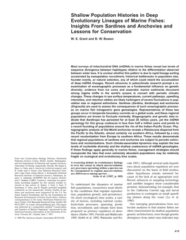 Shallow Population Histories in Deep Evolutionary Lineages of Marine Fishes: Insights from Sardines and Anchovies and Lessons for Conservation