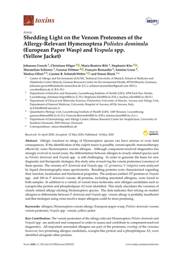 Shedding Light on the Venom Proteomes of the Allergy-Relevant Hymenoptera Polistes Dominula (European Paper Wasp) and Vespula Spp