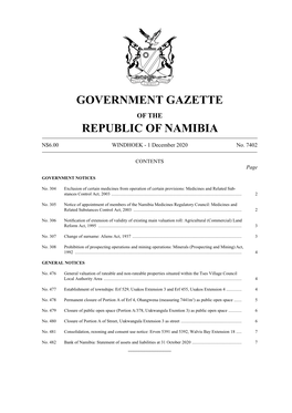 Government Gazette of the Republic of Namibia