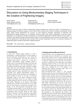 Discussion on Using Mockumentary Staging Techniques in the Creation of Frightening Imagery