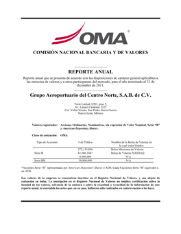 REPORTE ANUAL Grupo Aeroportuario Del Centro