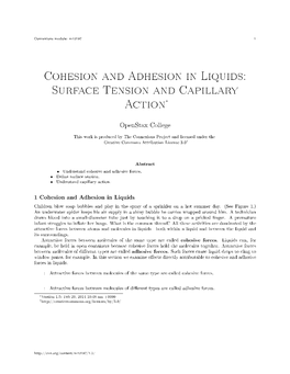 Cohesion and Adhesion in Liquids: Surface Tension and Capillary Action∗