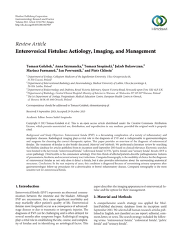 Review Article Enterovesical Fistulae: Aetiology, Imaging, and Management