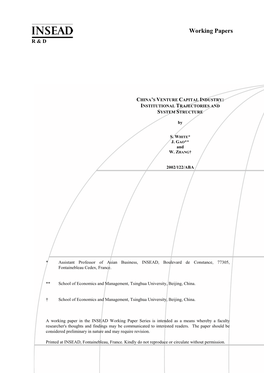 China's Venture Capital Industry and Technology-Based