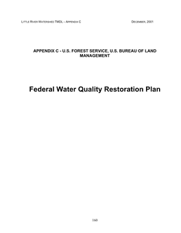 Federal Water Quality Restoration Plan