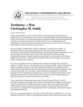 Testimony :: Hon. Christopher H. Smith