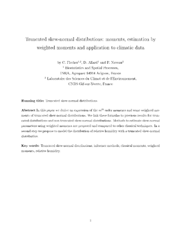 Truncated Skew-Normal Distributions: Moments, Estimation by Weighted Moments and Application to Climatic Data