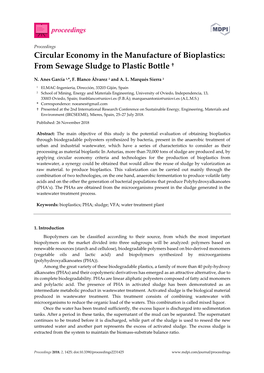 Circular Economy in the Manufacture of Bioplastics: from Sewage Sludge to Plastic Bottle †