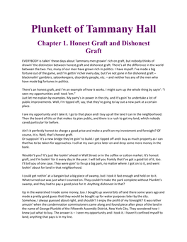 Plunkett of Tammany Hall Chapter 1