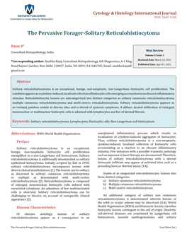 The Pervasive Forager-Solitary Reticulohistiocytoma