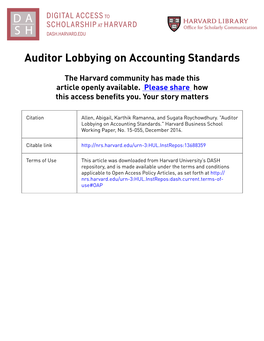 Auditor Lobbying on Accounting Standards