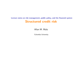 Structured Credit Risk