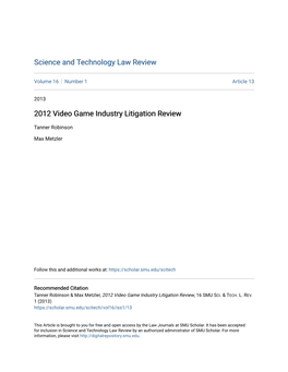 2012 Video Game Industry Litigation Review