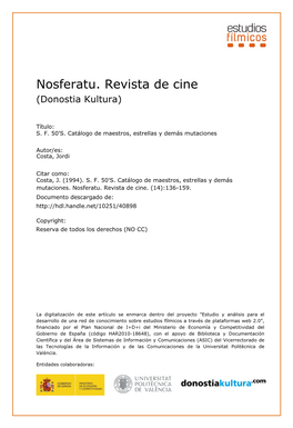 Nosferatu. Revista De Cine (Donostia Kultura)