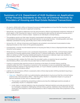 Summary of U.S. Department of HUD Guidance on Application of Fair