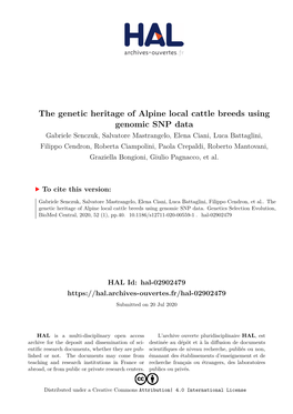 The Genetic Heritage of Alpine Local Cattle Breeds