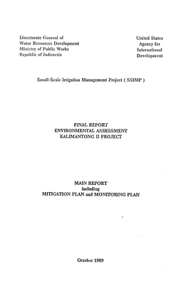 Directorate General of United States Water Resources Development Agency for Ministry of Public Works International Republic of Indonesia Development