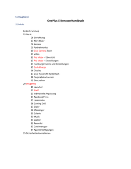 Oneplus 5 Benutzerhandbuch S2 Inhalt