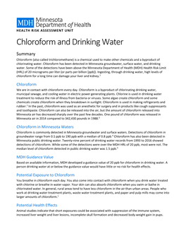 Chloroform and Drinking Water