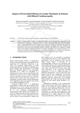 Impact of Pericardial Effusion on Cardiac Mechanics in Patients with Dilated Cardiomyopathy