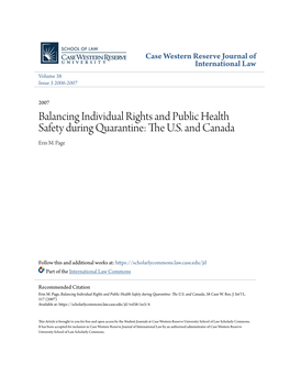 Balancing Individual Rights and Public Health Safety During Quarantine: the .SU