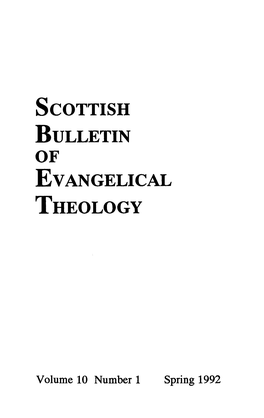 Scottish Bulletin of Evangelical THEOLOGY