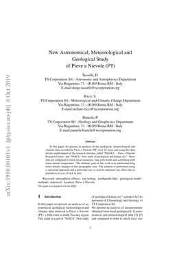 New Astronomical, Meteorological and Geological Study of Pieve a Nievole (PT)