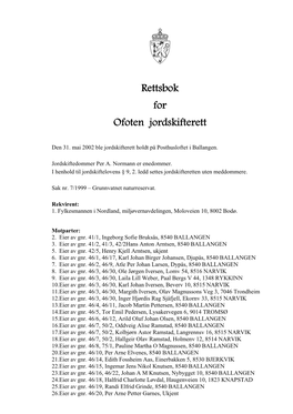 Rettsbok for Ofoten Jordskifterett