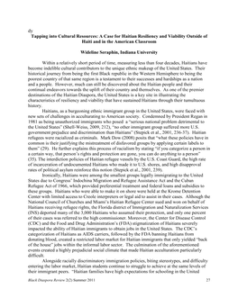 A Case for Haitian Resiliency and Viability Outside of Haiti and in the American Classroom W