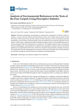 Analysis of Environmental References in the Texts of the Four Gospels Using Descriptive Statistics