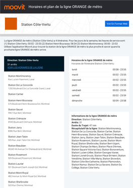 Horaires Et Trajet De La Ligne ORANGE De Métro Sur Une Carte