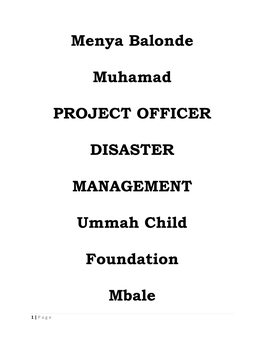 Menya Balonde Muhamad PROJECT OFFICER DISASTER