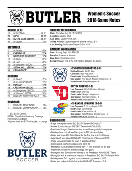 Women's Soccer 2018 Game Notes